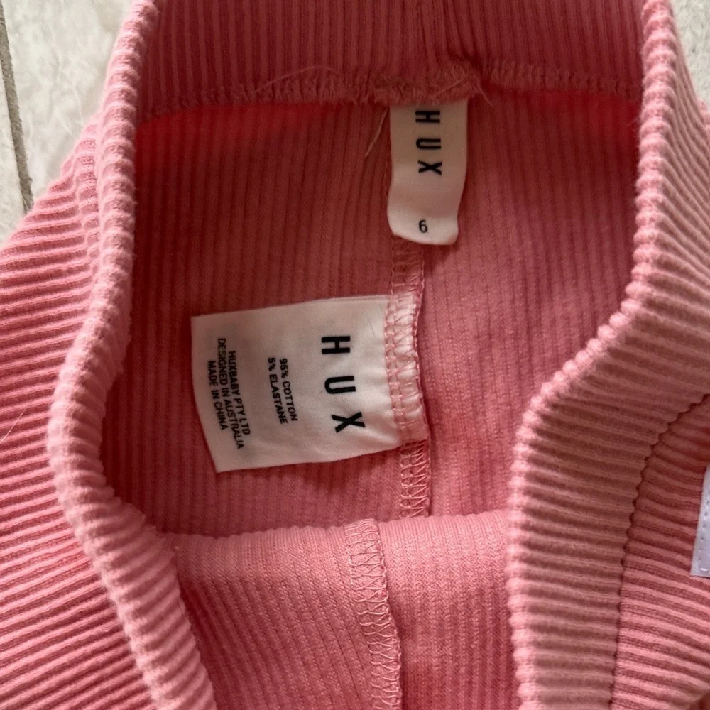 Huxbaby Pink Organic Rainbow Bear  Matching Set sz 7 color Rose